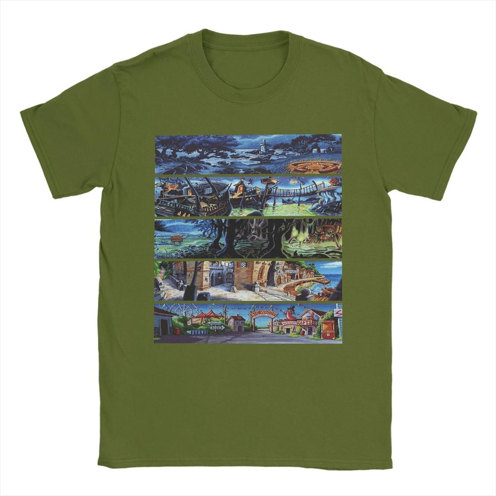 Monkey Island 2 Scenery Collage Fashion T Shirts for Men Women Pure Cotton Tee Shirt Clothing
