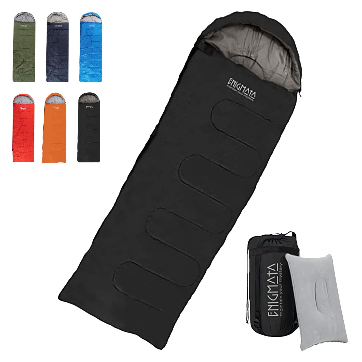 

ENIGMATA Summer Sleeping Outdoor Camping Car Camping Includes Storage Bag and Washable Bag, Compact, 950g, & Gear, Mat, Envelope-Style, Waterproof, чёрный