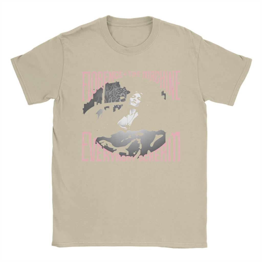 Florence The Machine Everybody Scream Tour Crazy Cotton Tee Shirt Short Sleeve T Shirt Crewneck Clothing Big Size
