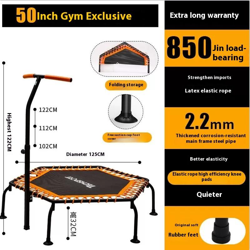 Indoor Trampoline Foldable with Handrails for Kids and Adults Fitness Weight Loss Outdoor Trampoline