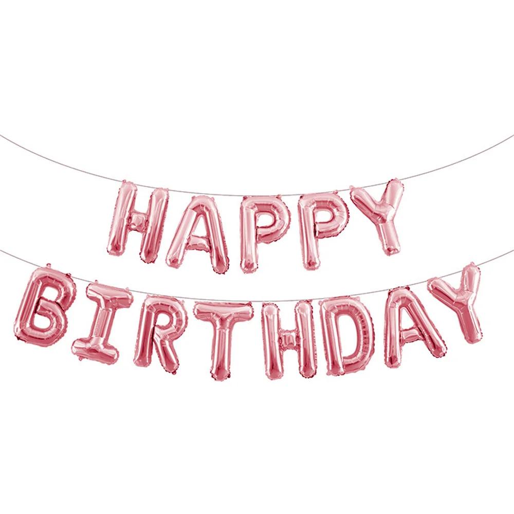 

13pcs 16inch HAPPY BIRTHDAY Foil Balloons Rose Gold Black Blue Pink Balloon Birthday Party Decoration Colorful Banner Globos 16INCH розового золота