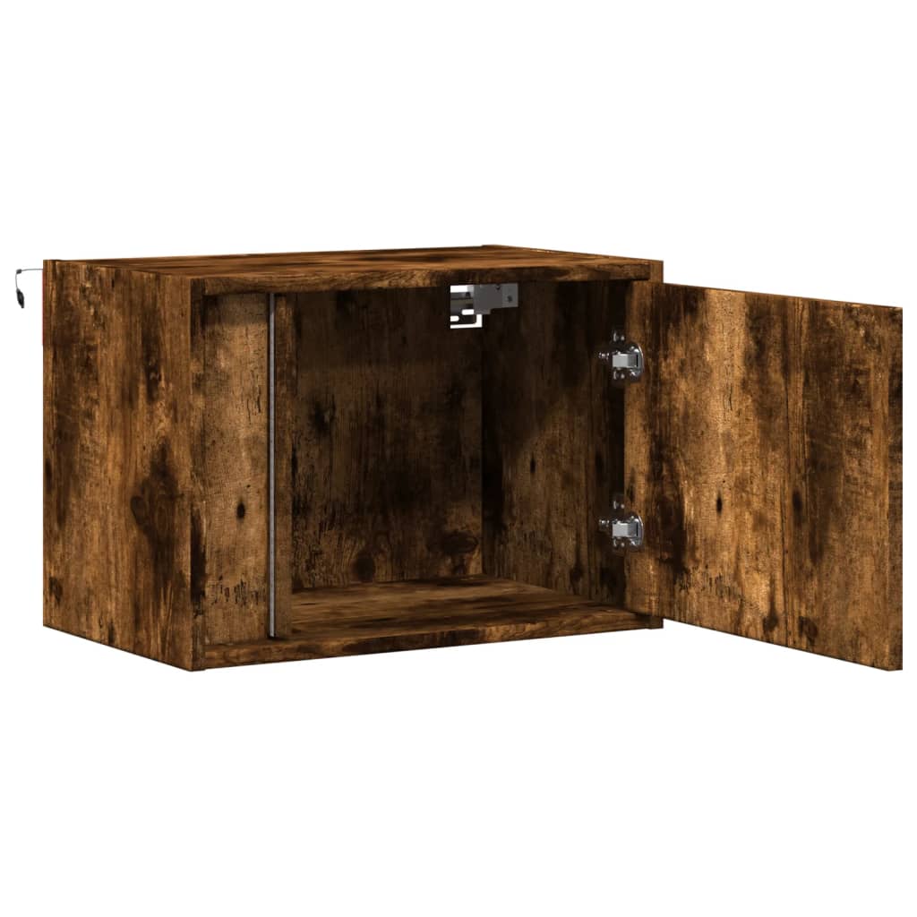 Wall Mounted Nightstands with LED Lights 2 pcs Smoked Oak