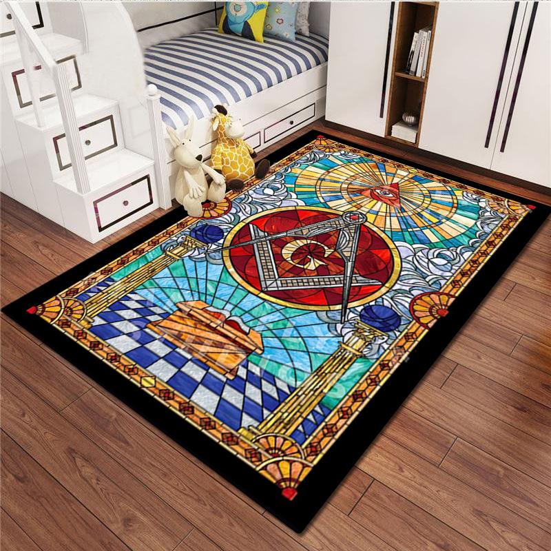 Freemason 1Pc Print Rug - home decoration Carpet For Living Room Bedroom Flooring Computer Chair Area Rug