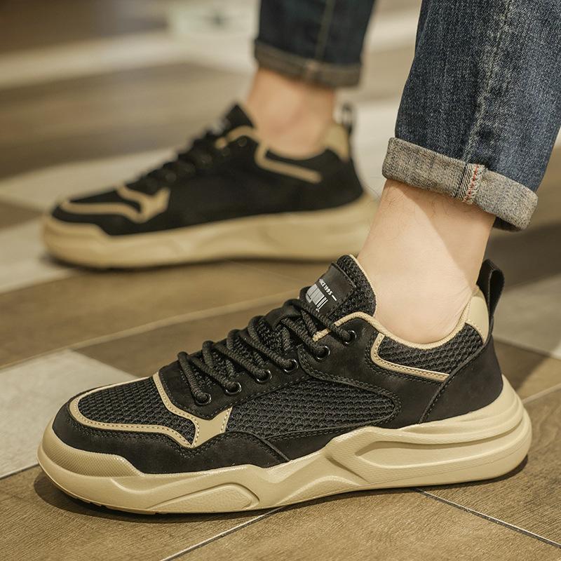 

Men s shoes spring and summer mesh breathable 2025 new platform white shoes men s ultra-light sports and leisure board shoes 44