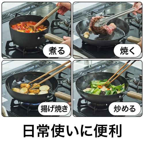 Rust-Resistant Iron Frying Pan: simfe. 18cm Soup Pan, Induction and Gas Compatible, No Preheating Required, Metal Tools Compatible, High-Temperature C