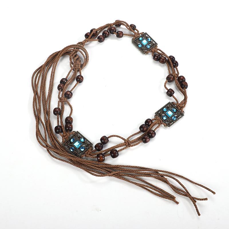 Bohemian ethnic style woven butterfly waist rope with accessories, waist chain decoration, belt, waist belt, dress with waistban