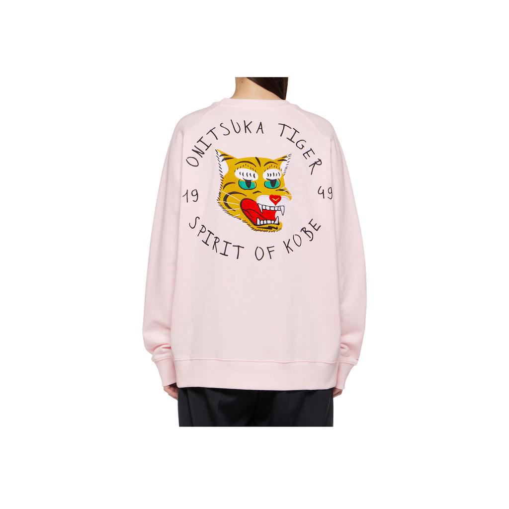ONITSUKA TIGER Logo Letter Print Animal Pattern Embroidered Casual Crew Neck Pullover Long Sleeve Sweatshirt Unisex Sweatshirt Pink 2183B182-700