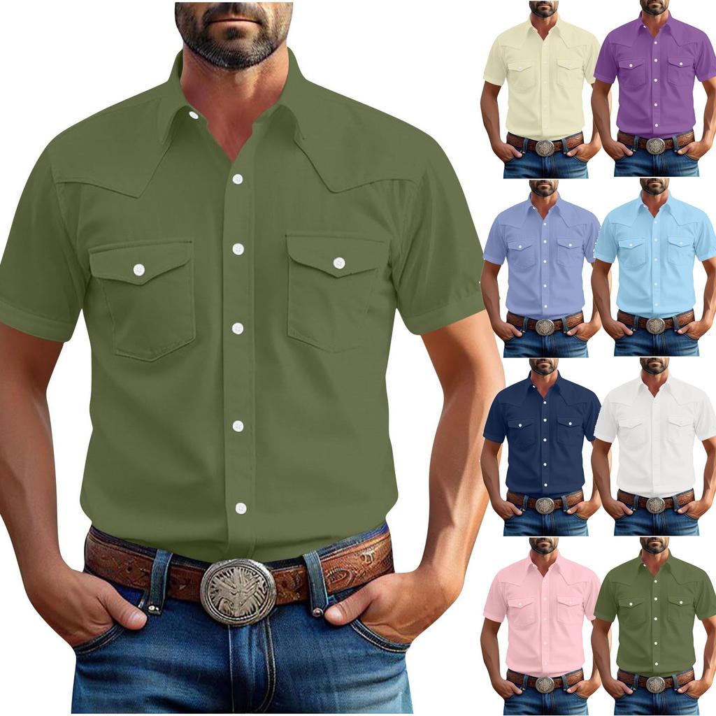 Men's Loose Classic Lapel Multi-pocket Industrial Work Shirt Top