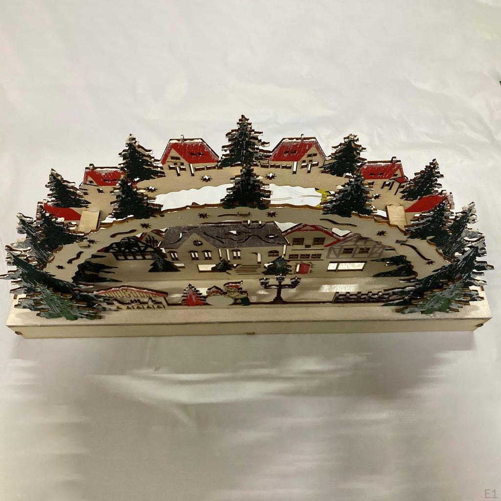 Kalėdiniai žiemos kraštovaizdžio kaimo namai su LED šviesos ir muzikos priedais Namas