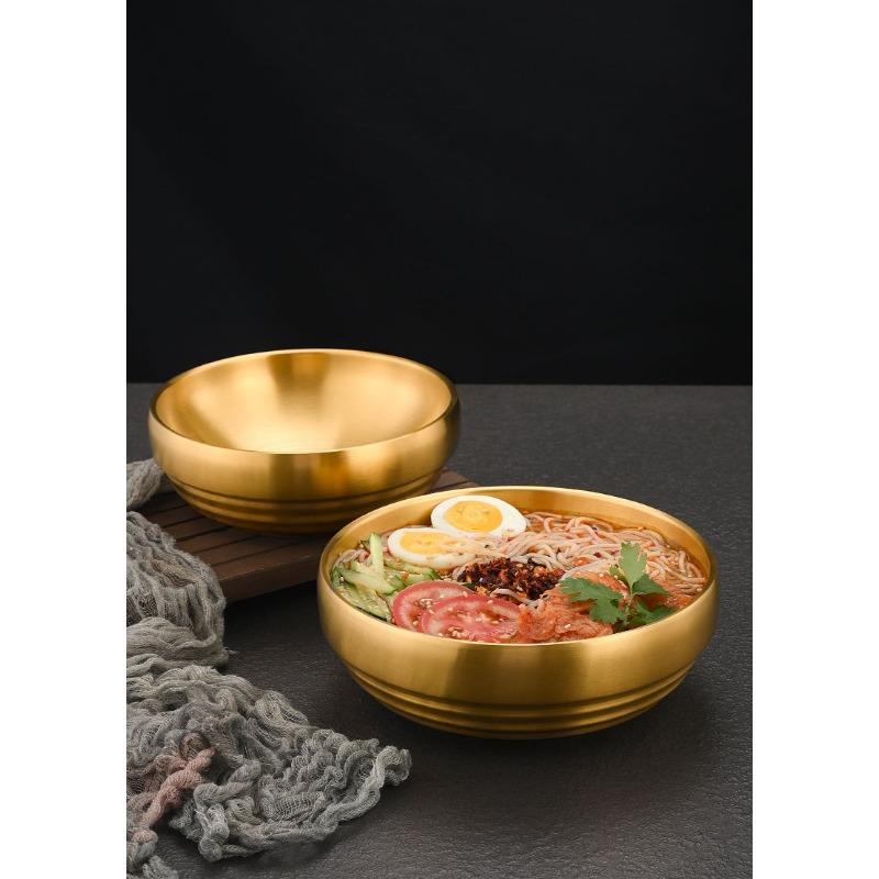Stainless Steel Bowl Double Layer Thickened Large Capacity Noodle Bowl for Cold Noodles Ramen Mixing Rice Soup Bowl