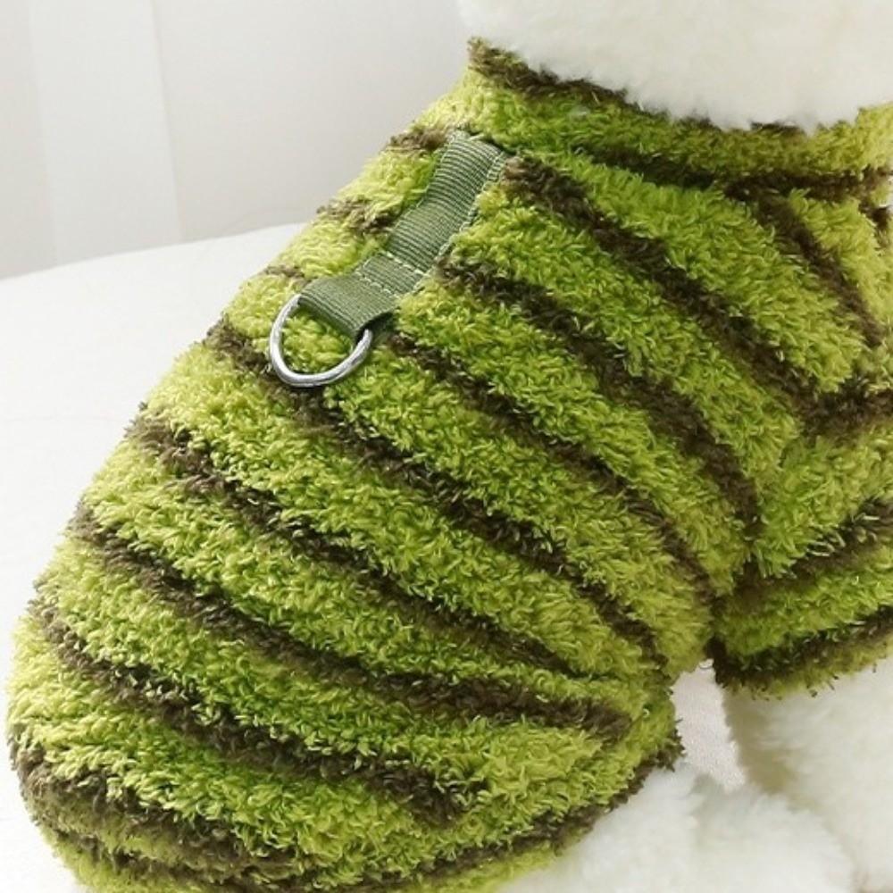 Winter Dog Warm Clothes Stripes Plush Dogs Coat Fashion Pet Clothes Cat