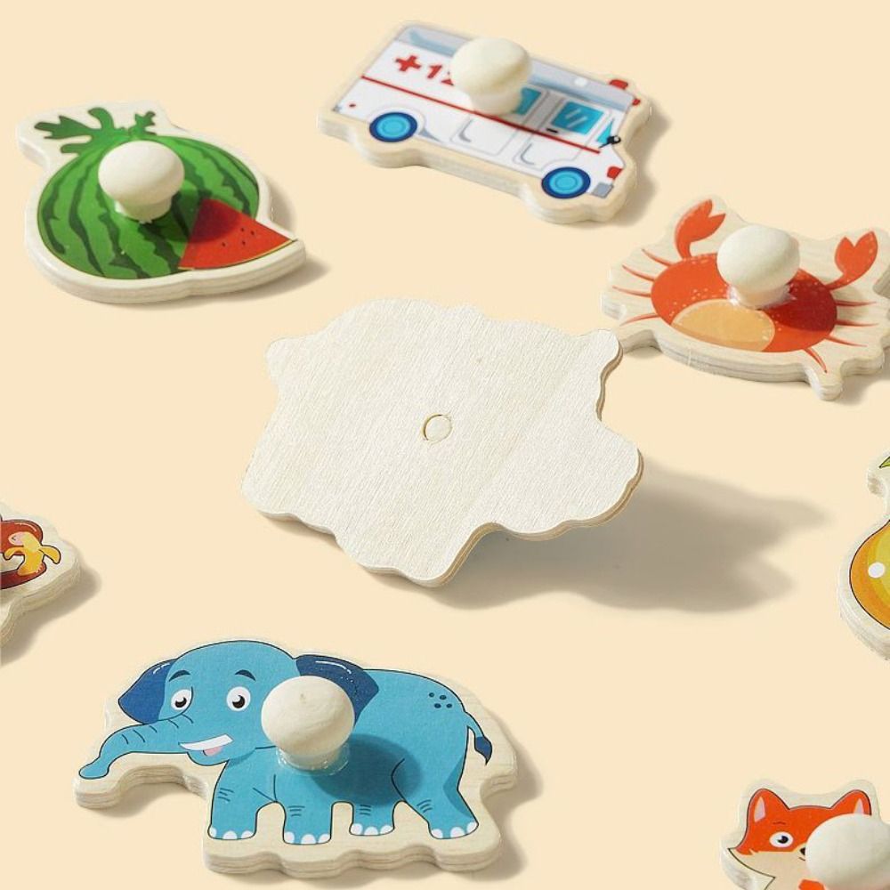 Bai Fen Bai Toys Unisex Multifuncional Wooden Cognitive Alphabet Letters Animals Montessori Parent Interactive Vehicles Hand Grab Boards