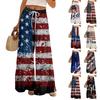 Damen Sommer Boho Palazzo Hose Hohe Taille Weites Bein Blumendruck Freizeithose Mit Taschen
