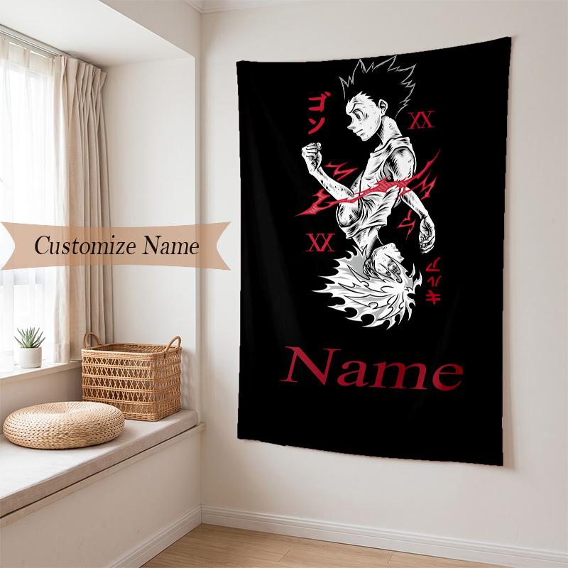 Hunter × Hunter (5) Custom Name Tapestry Wall Hanging Soft Backdrop Tapestry for Bedroom Living Room Dorm Home Decor Gift