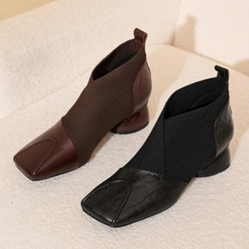Modă Femei Botine Pantofi cu Vârf Pătrat Femei Iarnă Designer Elegant Rochie Suedeză Platformă Chelsea Femei Cizme Pantofi cu Toc Gros