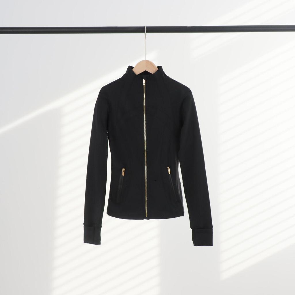 Giacca Sportiva da Donna Slim Fit con Zip Dorata - Collo Alto, Manica Lunga, Alta Elasticità, Abbigliamento Fitness Yoga