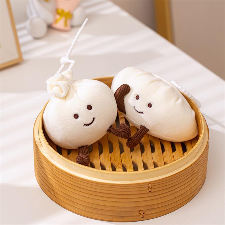 Cute Dumpling Plush Keychain for Women - Small Bun Bag Charm