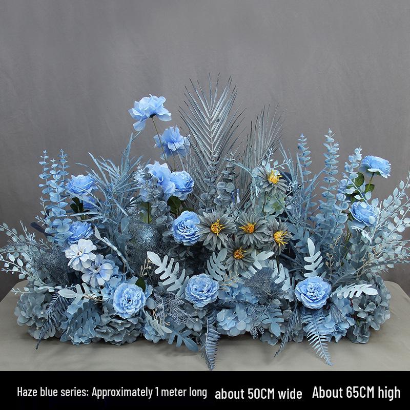 Blue Artificial Flower Row for Wedding Aisles and T-stage Decorations