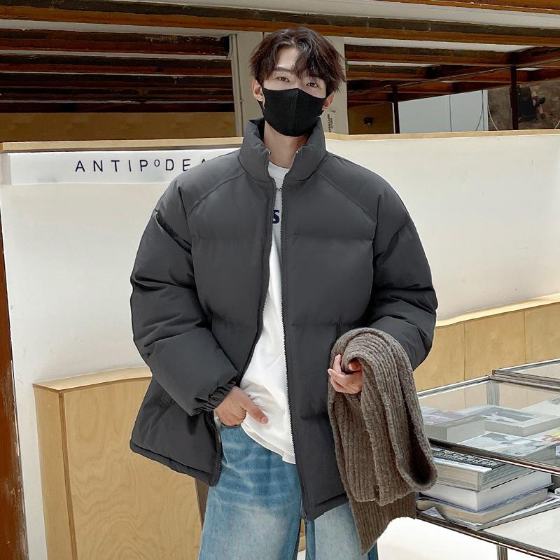 Stand Collar Bread Cotton-padded Coat, Autumn and Winter Thick Velvet Cotton-padded Coat, Loose and Handsome New Cotton-padded Coat.