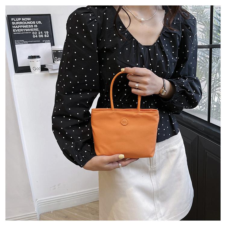 Plain Color Nylon Bucket Bag for Women, Minimalist Single Shoulder Handbag, Lightweight Casual Tote, Simple Daily Crossbody Purse