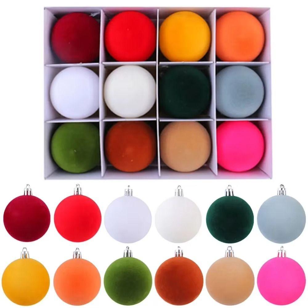 Velvet Christmas Tree Baubles Shatterproof Decorative Balls Holiday Hanging Ornaments  Xmas