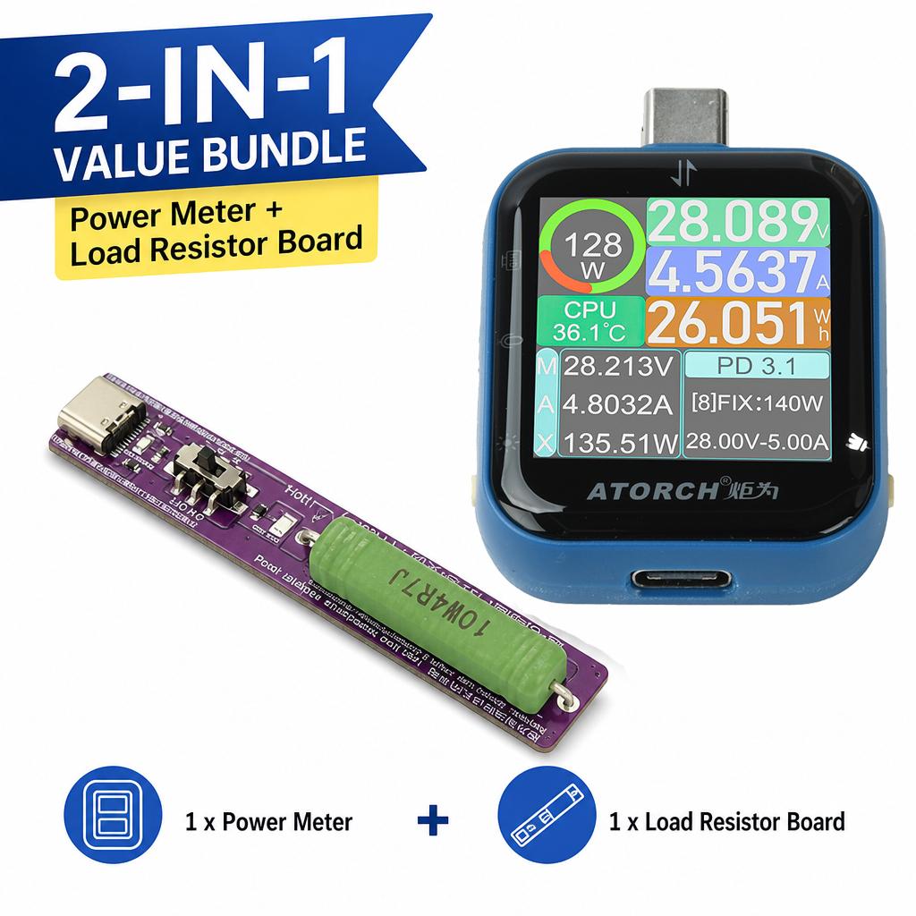 T3 Capacitive Touch Power Meter USB Type-C Charging Tester DC 4.5-50V 6A High Precision Digital Voltage Current CPU Temp Meter