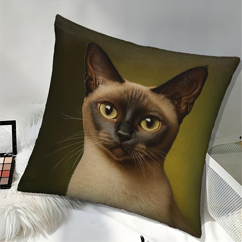 1Pc Burmese Cat Cushion Covers Chair Living Room Pillowcase Cozy Zipper Sofa Pillow Covers Animal Bedroom Indoor Home Decor