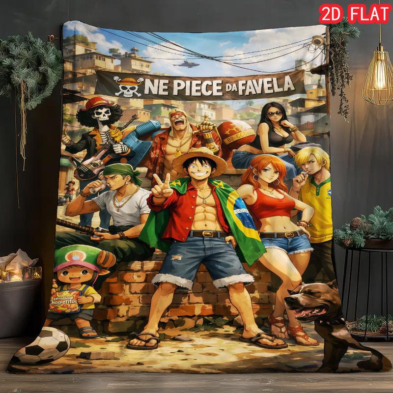 One Piece Gift Flannel Blanket Soft Printed Warm Cozy Blanket for Anime Fans Family and Friends THW