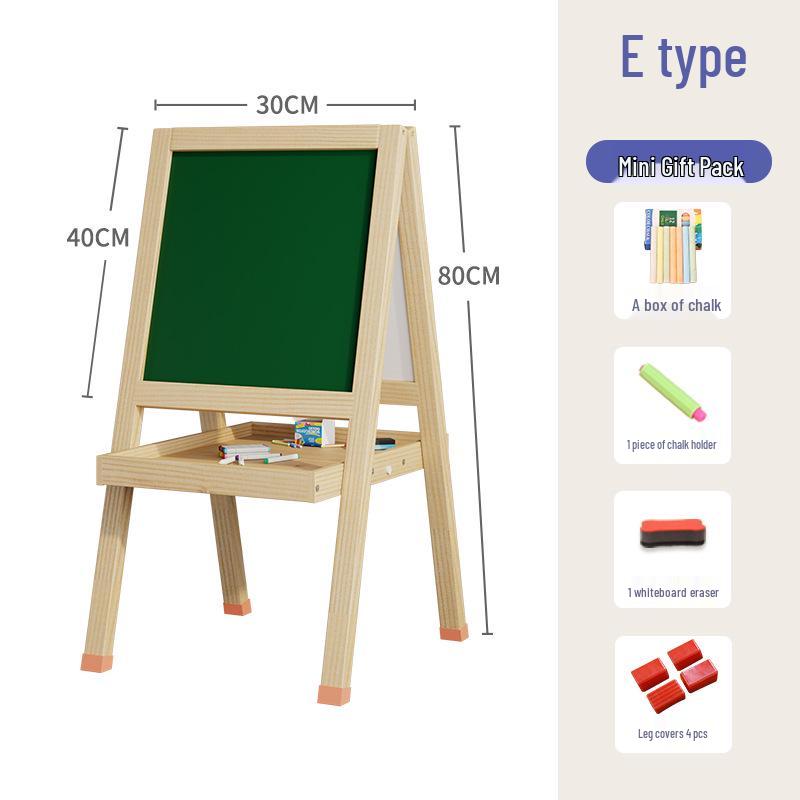 Solid Wood Children's Erasable Chalkboard Easel for Writing & Drawing