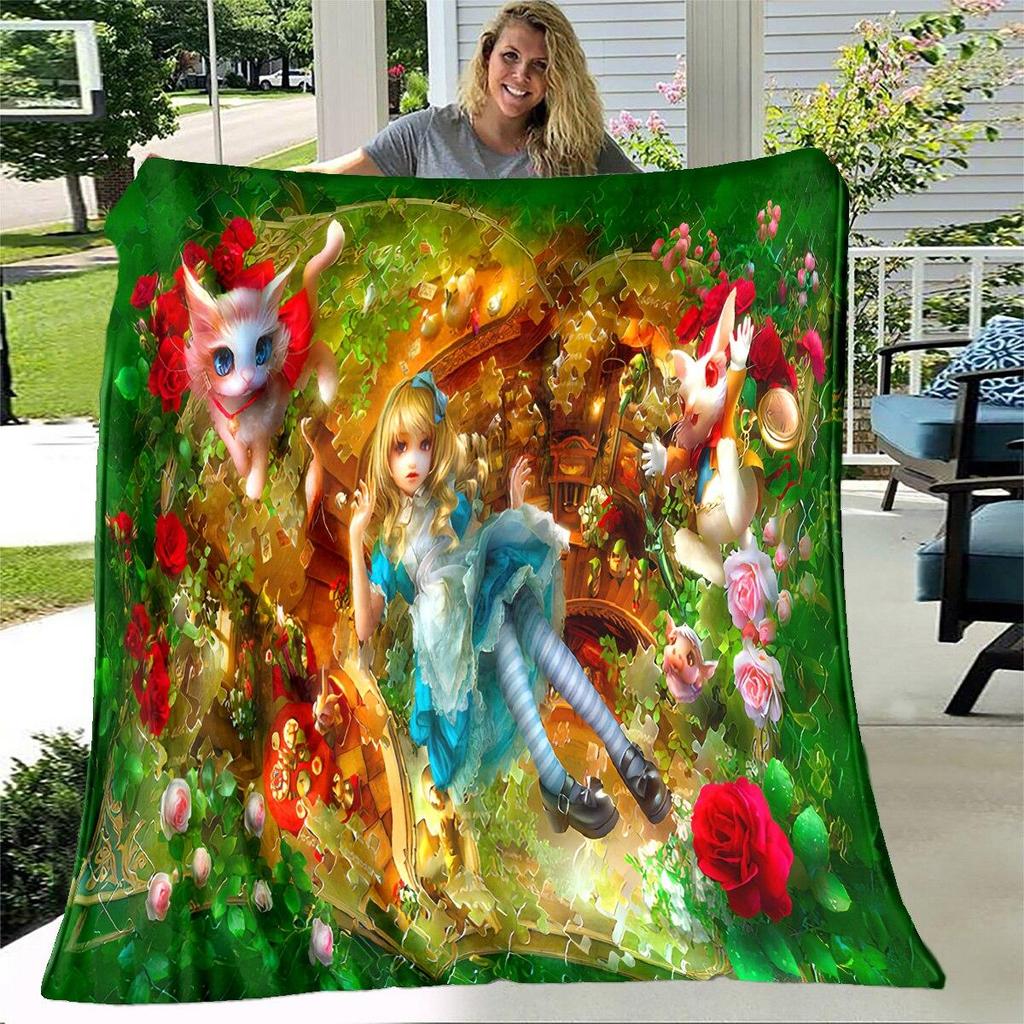 Alice Blanket Alice In Wonderland Blanket Flannel Blanket Bedding Throw Soft Cartoon Bedspread Sofa Blanket Kids Blanket Gift
