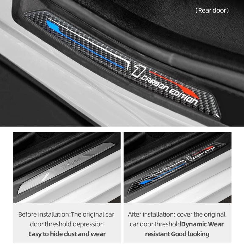 Carbon Fiber For BMW F20 Series 1 Door Sills Anti-Scuff Stickers Threshold Trim Strip Welcome Pedal Car Interior Accessories NM5