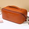 Travel Cosmetic Bag Open Flat Waterproof Faux Leather Makeup Bag Toiletry Organizer with Multiple Compartments for Vacation Trip