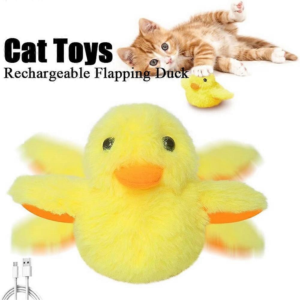 Flapping Duck Cat Toys Interactive Electric Bird Toys Washable Cat Plush Toys with Vibration Sensor Cats Game Toys Kitten