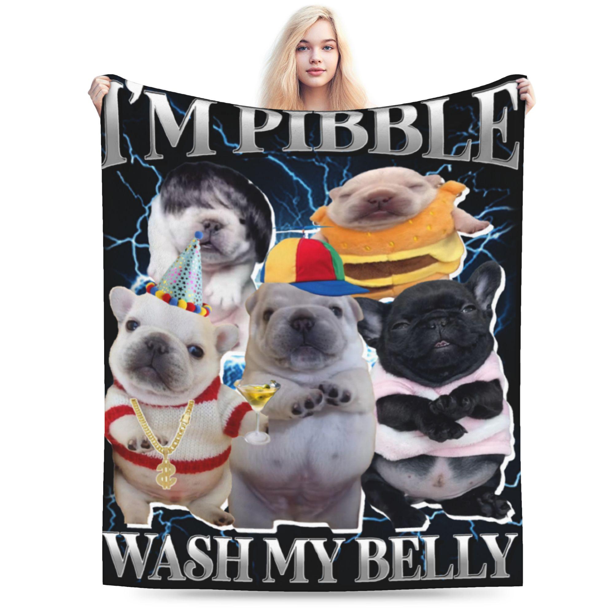 

I Am Pibble Wash My Belly Blankets Coral Fleece Plush Meme Funny Dog Brainrot Warm Throw Blanket for Car Sofa Couch Bedspread 80x60in