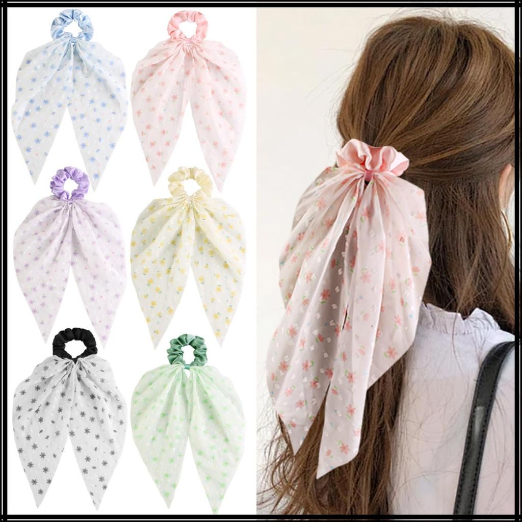 White Fang Ribbon Scrunchie Hair Hair Tie, Arrangement, Cute, Stylish, Women's, AZ558(45658)