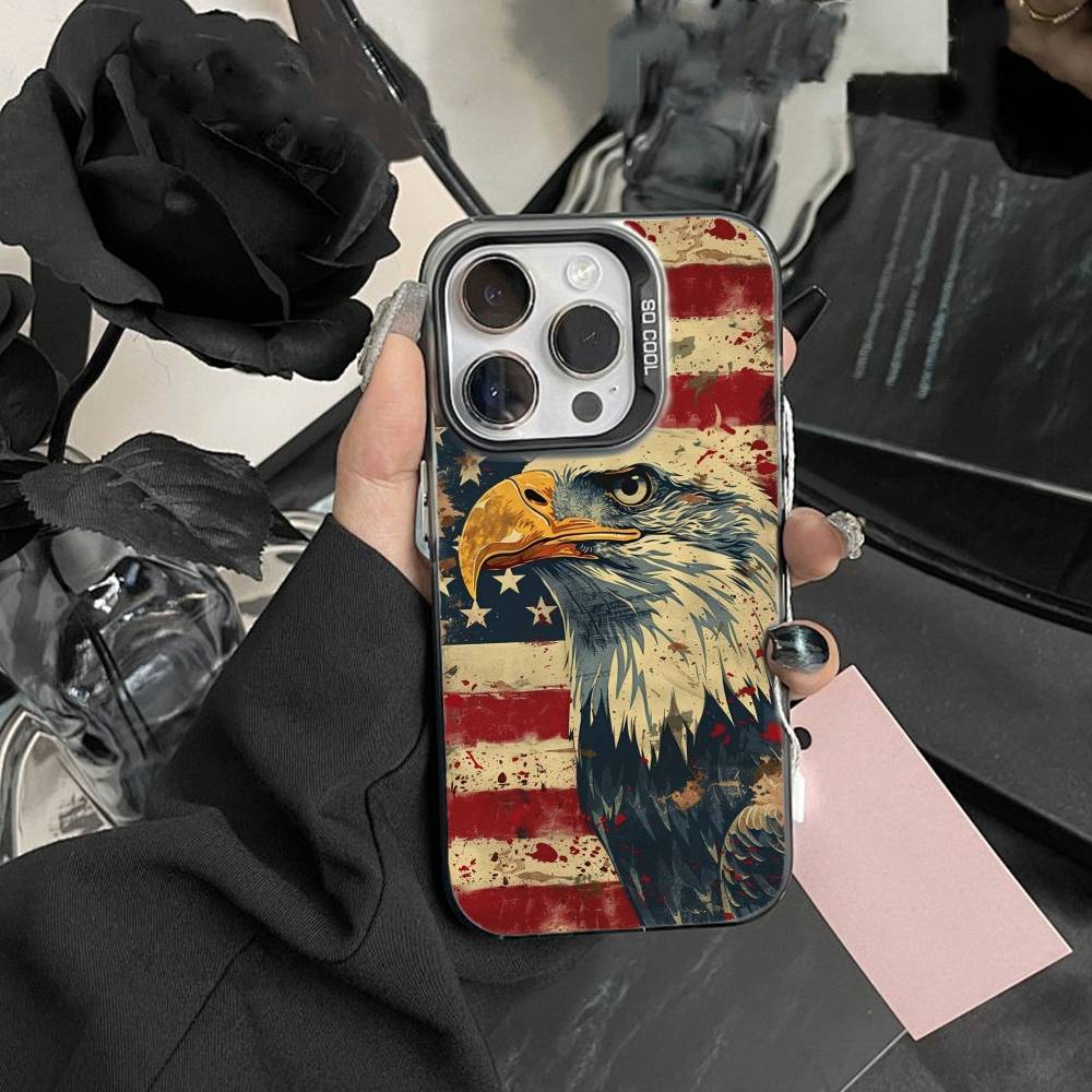 Cool Eagle Phone Case For iPhone17, 16,15,14,13,12 Pro Max Black Candy Matte Shockproof Cover
