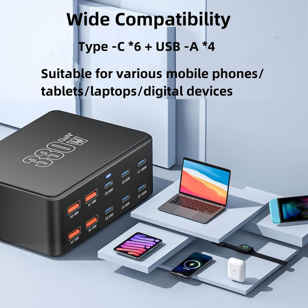 Universal 10 Port USB Chargers 330W Highly Speed QC3.0 Multiple Device Charging Hubs For Home Office Travel Use
