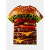 Large Men's French Fries Hamburger Pattern 3D Printed Men's Round Neck Short Sleeved T-shirt Summer Fashion T-shirt Casual Comfortable Versatile Top