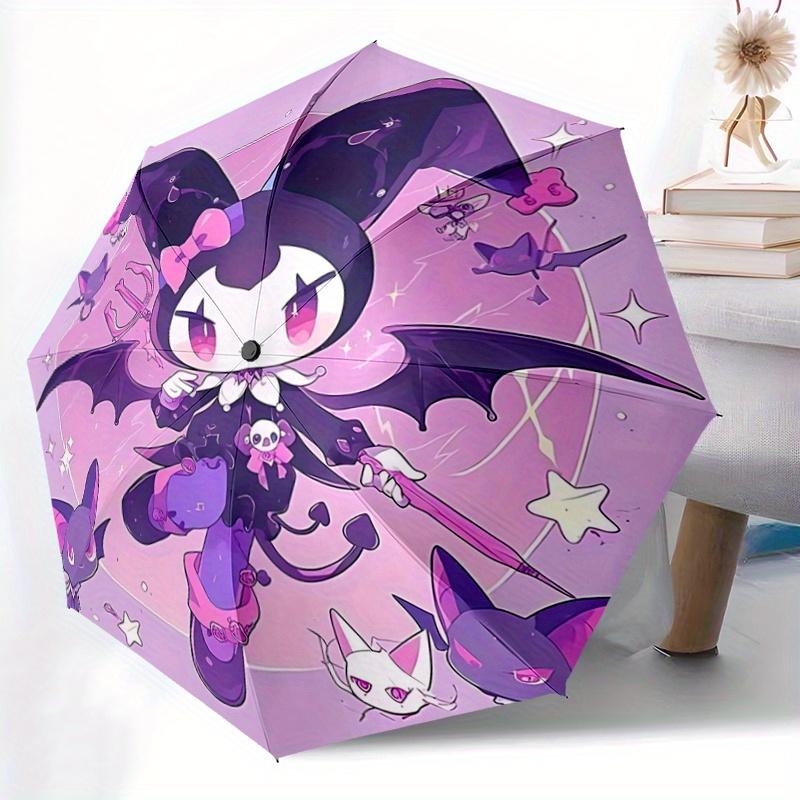 1pc Creative Kuromi Automatic 3-Fold Cartoon Umbrella Design, Cute Cartoon Pattern, Portable Outdoor Umbrella, Perfect, Holiday Gift for Disney fans.V