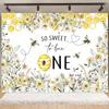 Cartoon Little Bee Theme Background Kids Birthday Party Decoration Honey Sunflowers Daisy Backdrop Newborn Baby Shower Supplies