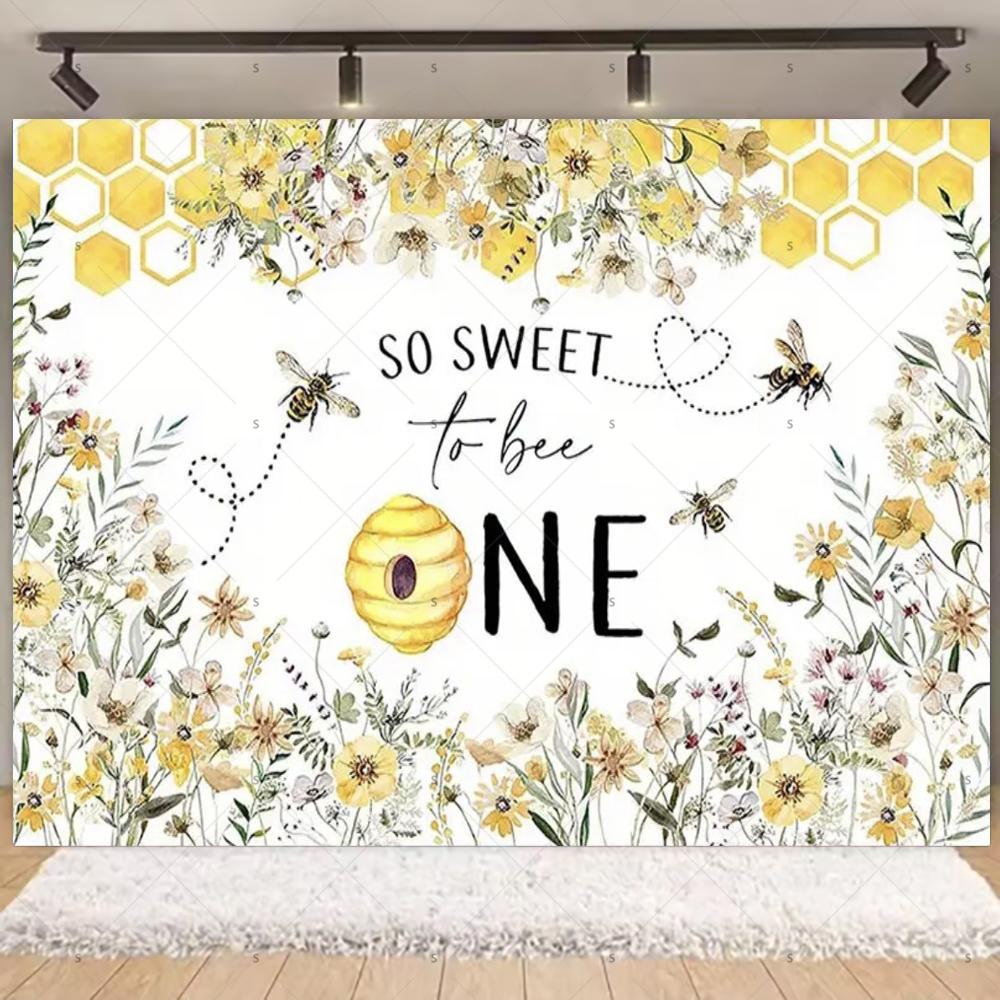 Cartoon Little Bee Theme Background Kids Birthday Party Decoration Honey Sunflowers Daisy Backdrop Newborn Baby Shower Supplies