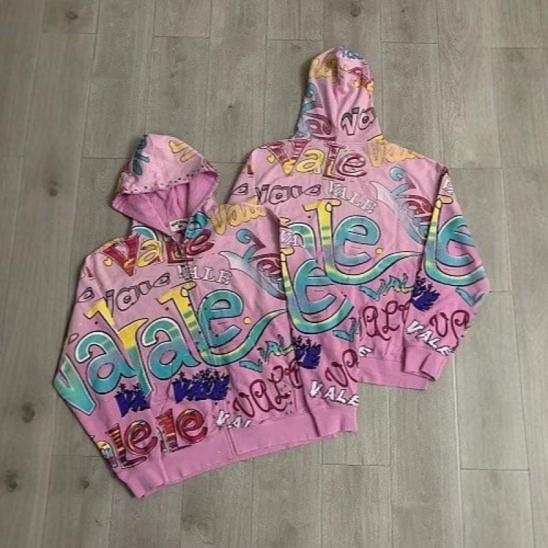 2026 Street Hip Hop Graffiti Letter 3D Print Oversized Zip Hoodie Young Unisex Women