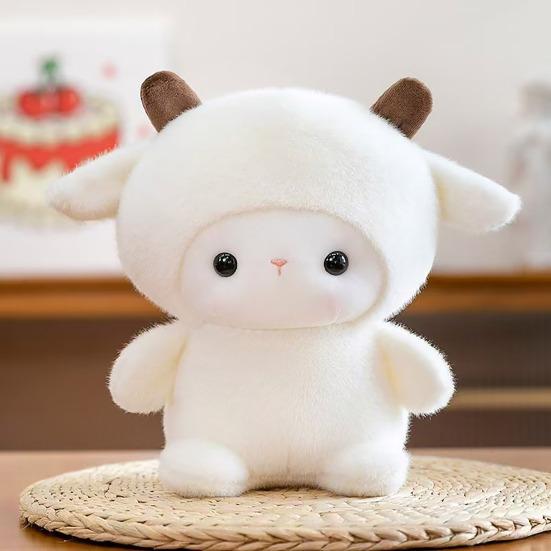 Peluche, Oreiller Câlin Forme Animal Dessin Animé avec Tissu Ultra Peluche Extensible, Peluche Lapin Cochon Coussin Décoratif