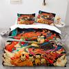 Japanese-Style Bedding Set Ukiyo-e Theme Comforter Cover Sea Wave Red Sun Pattern Decor Duvet Cover For Kids Teen King Full Size