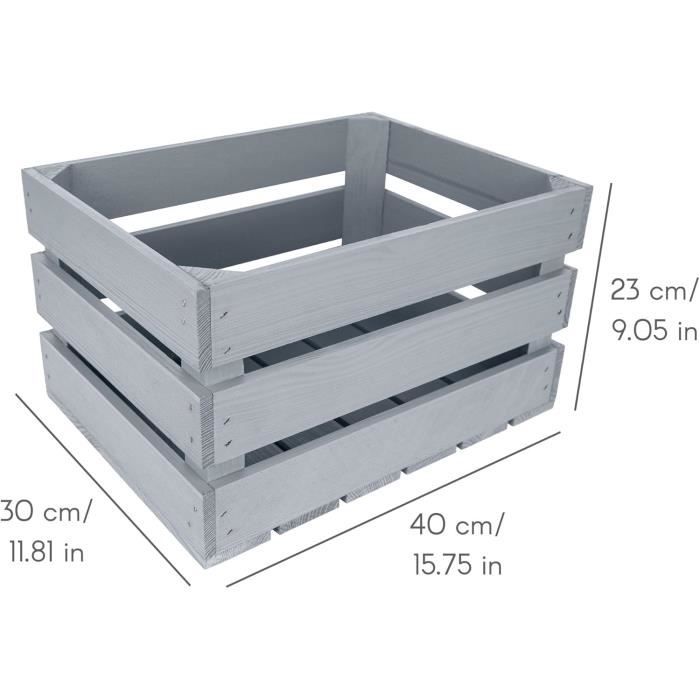 Creative Deco Lot de 3 Caisse en Bois Gris | 40 x 30 x 23 cm | Caisse Rangement Bois | Caisse en Bois Rangement Vintage