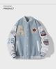 Men's Autumn Embroidered Letter Print Baseball Jacket - Loose Fit for Couples or Teen Students, Long Sleeve.