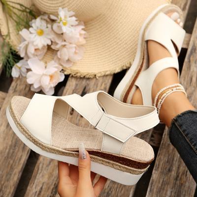 Sandalias de tacón alto de gran tamaño para mujer, zapatos romanos con cuña de Boca de pescado y suela gruesa, sandalias de mujer con suela gruesa