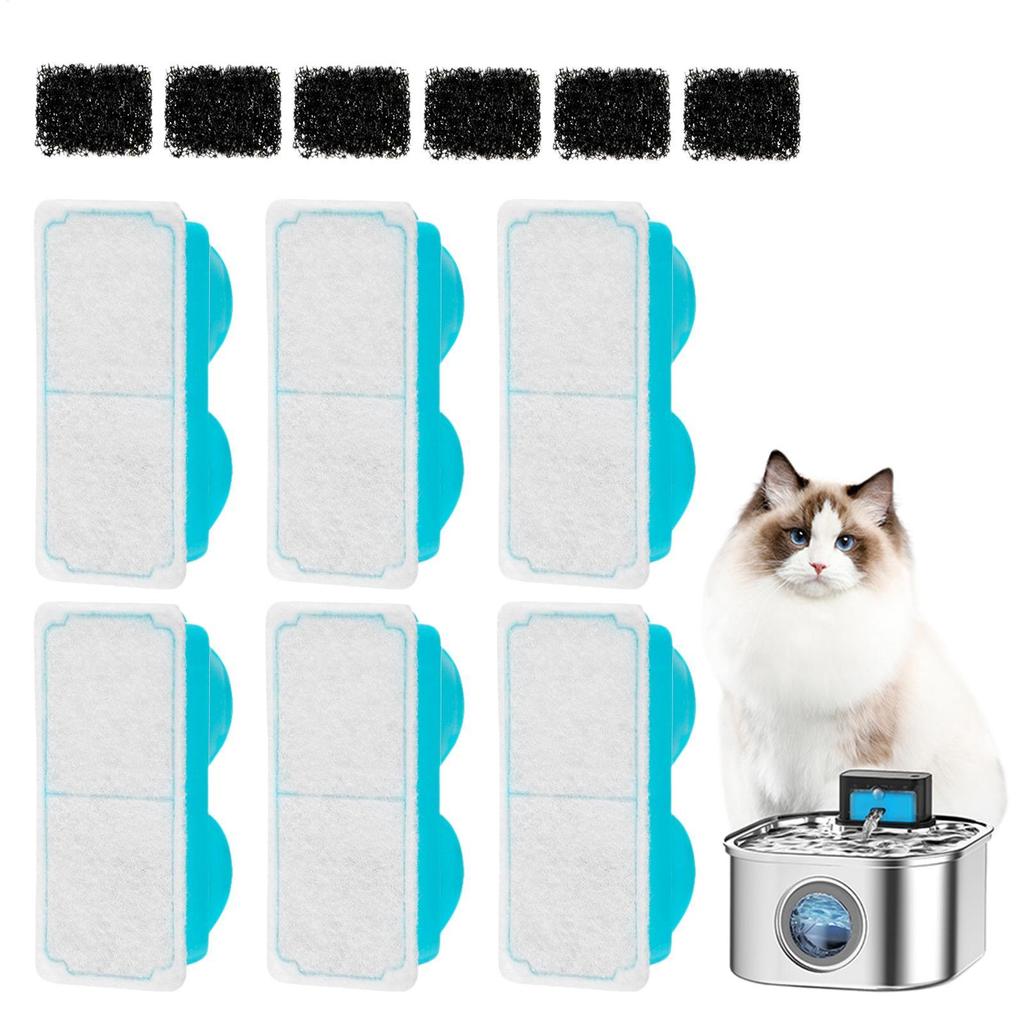 Cat Water Fountain Filter Odor Remover with Sponge Cat Fountain Filter Replacement for Pet Drinking Dispenser Home Apartment