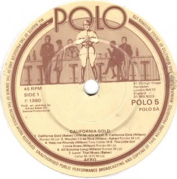 

7-дюймовая пластинка AERO California Gold POLO5 POLO 1980 UK Pop Б/у
