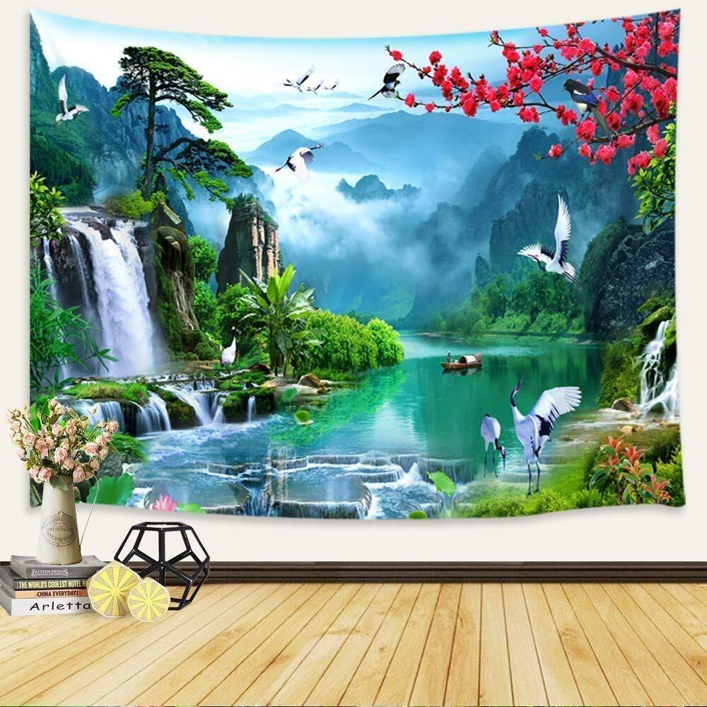 Shangri-La Waterfall Wall Hanging Tapestry 75x100 чёрный